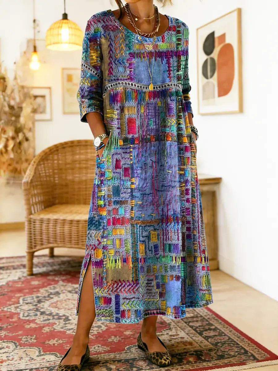 CORA | RELAXED FIT PATCHWORK DRESS WITH FLOWING SILHOUETTE