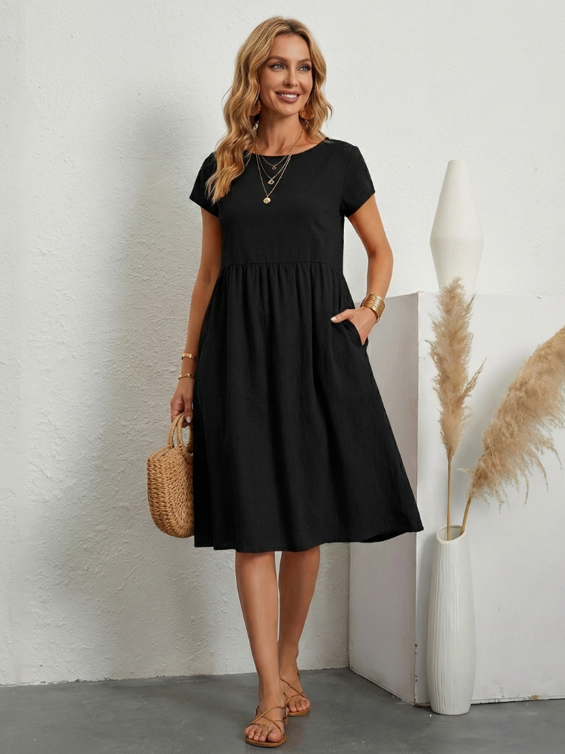 THEA | RELAXED FIT DRESS WITH FLATTERING POCKET DETAIL