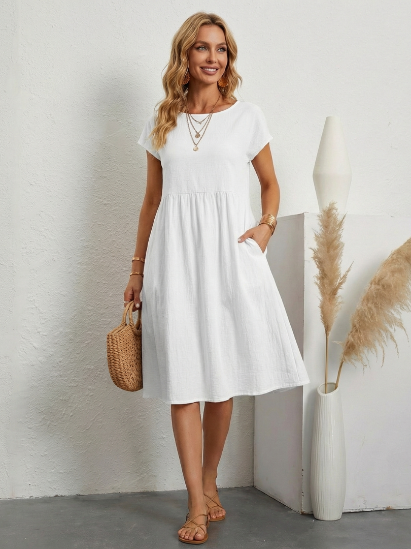 THEA | RELAXED FIT DRESS WITH FLATTERING POCKET DETAIL