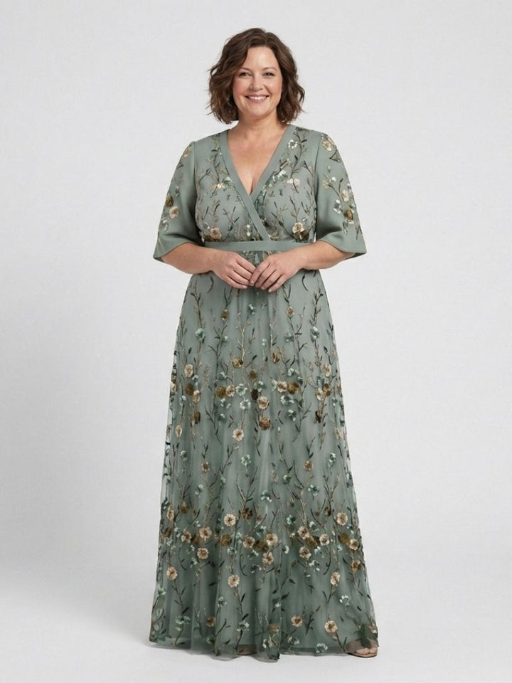 EVADNE | ELEGANT FLORAL MAXI DRESS WITH FLATTERING DRAPE
