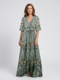 EVADNE | ELEGANT FLORAL MAXI DRESS WITH FLATTERING DRAPE