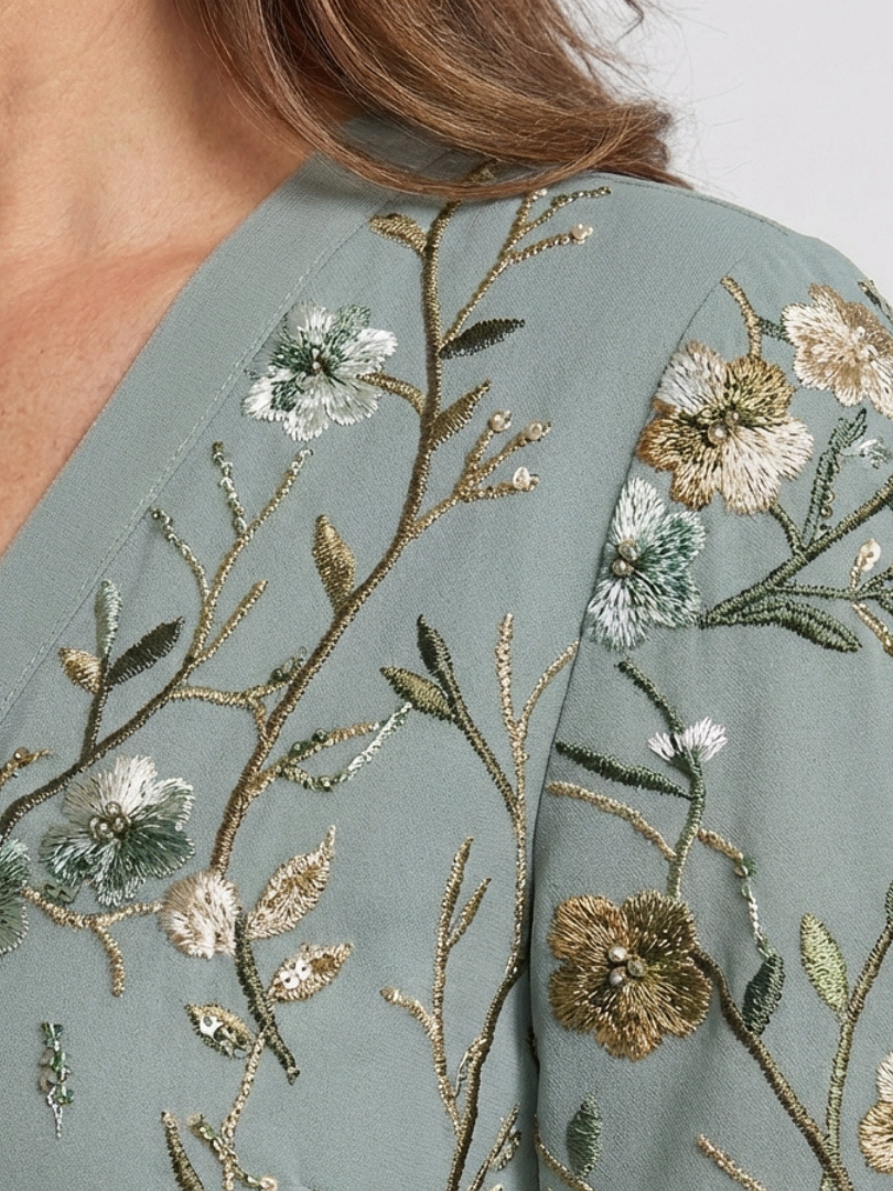 EVADNE | ELEGANT FLORAL MAXI DRESS WITH FLATTERING DRAPE