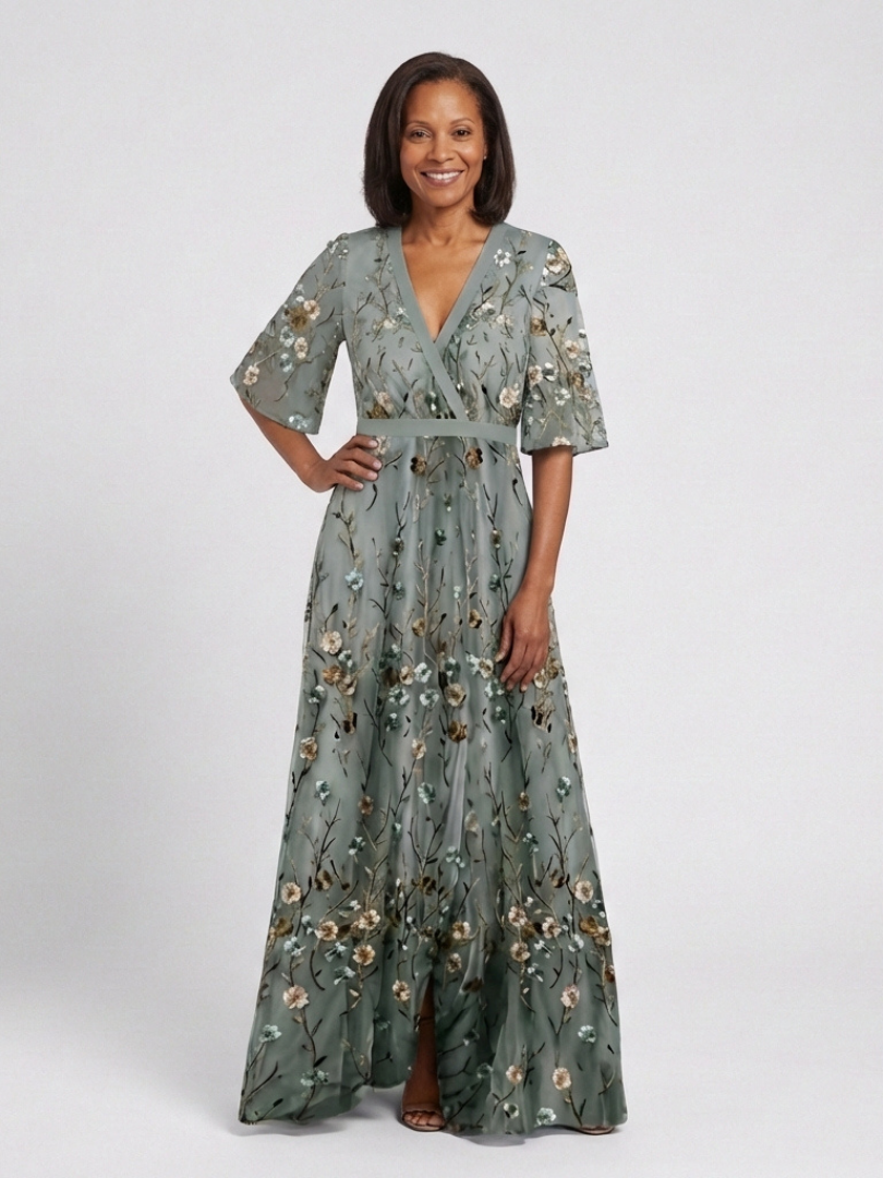 EVADNE | ELEGANT FLORAL MAXI DRESS WITH FLATTERING DRAPE