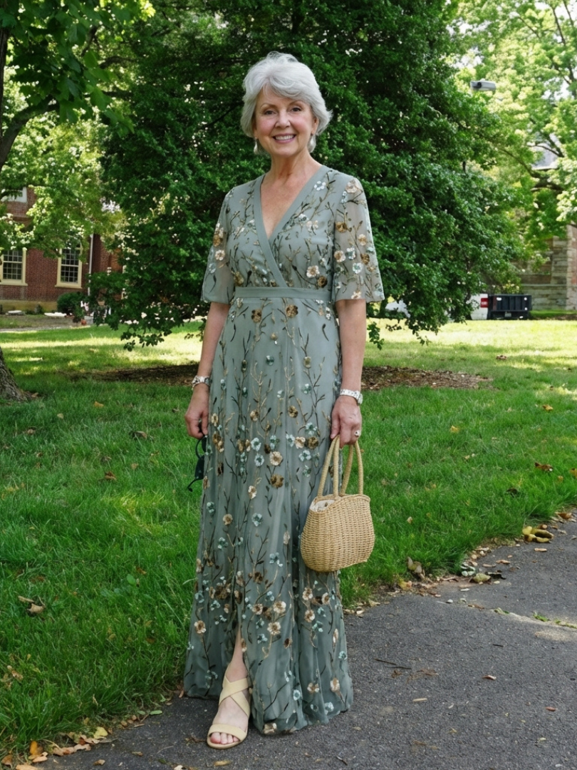 EVADNE | ELEGANT FLORAL MAXI DRESS WITH FLATTERING DRAPE