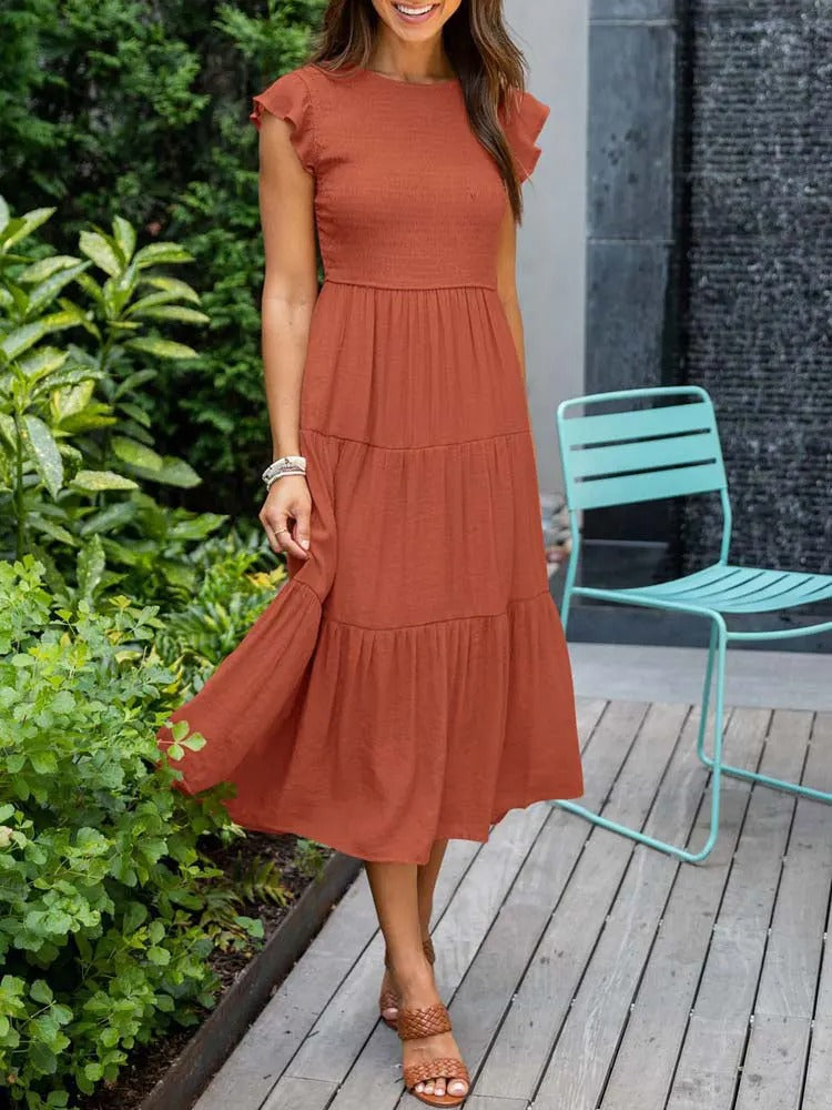 EVELYN | ELEGANT TUMMY-COVERAGE DRESS WITH FLATTERING DRAPE