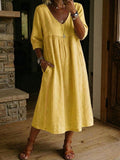 SHANNON | RELAXED FIT LINEN DRESS WITH DELICATE LACE TRIM