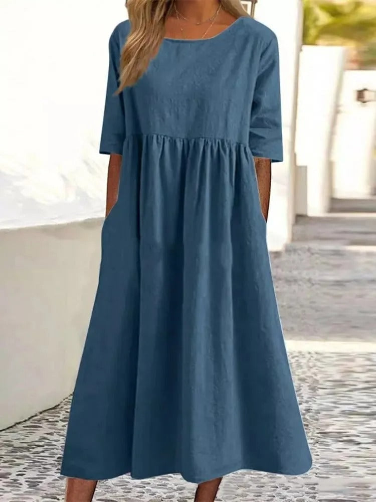 ROISIN | FLATTERING MIDI DRESS WITH ELEGANT DRAPE AND REFINED SILHOUETTE