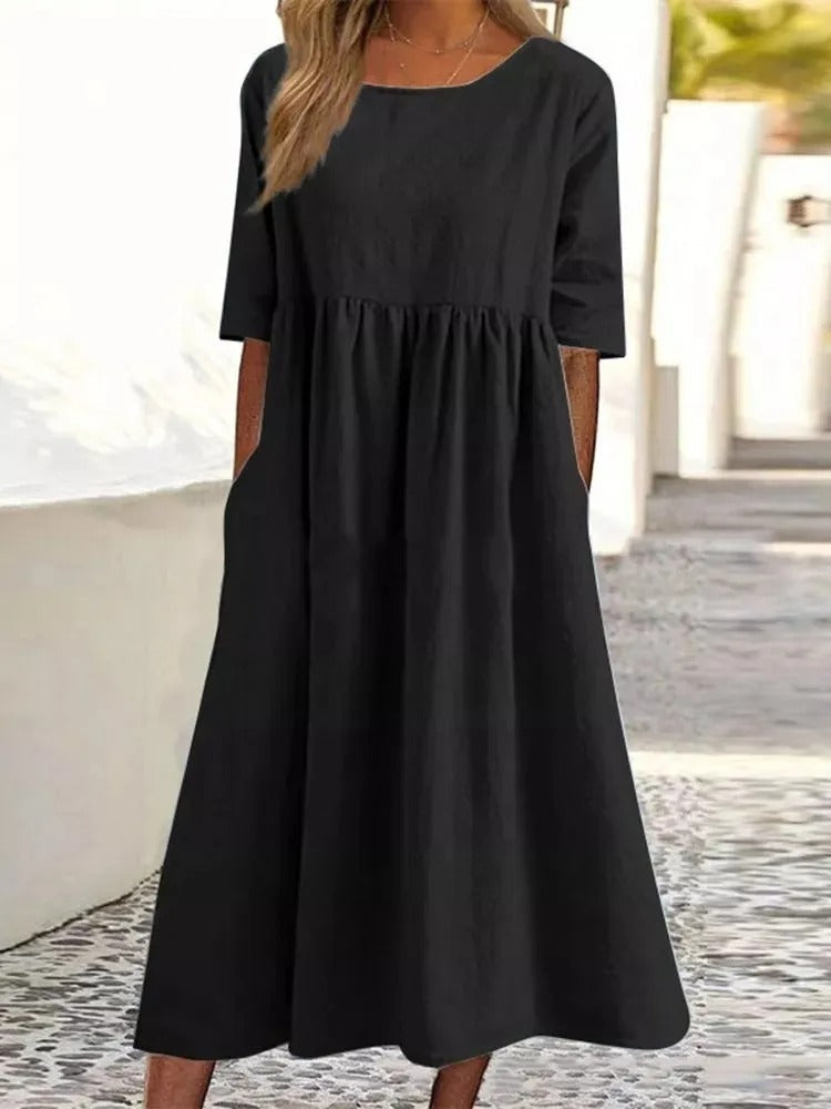 ROISIN | FLATTERING MIDI DRESS WITH ELEGANT DRAPE AND REFINED SILHOUETTE