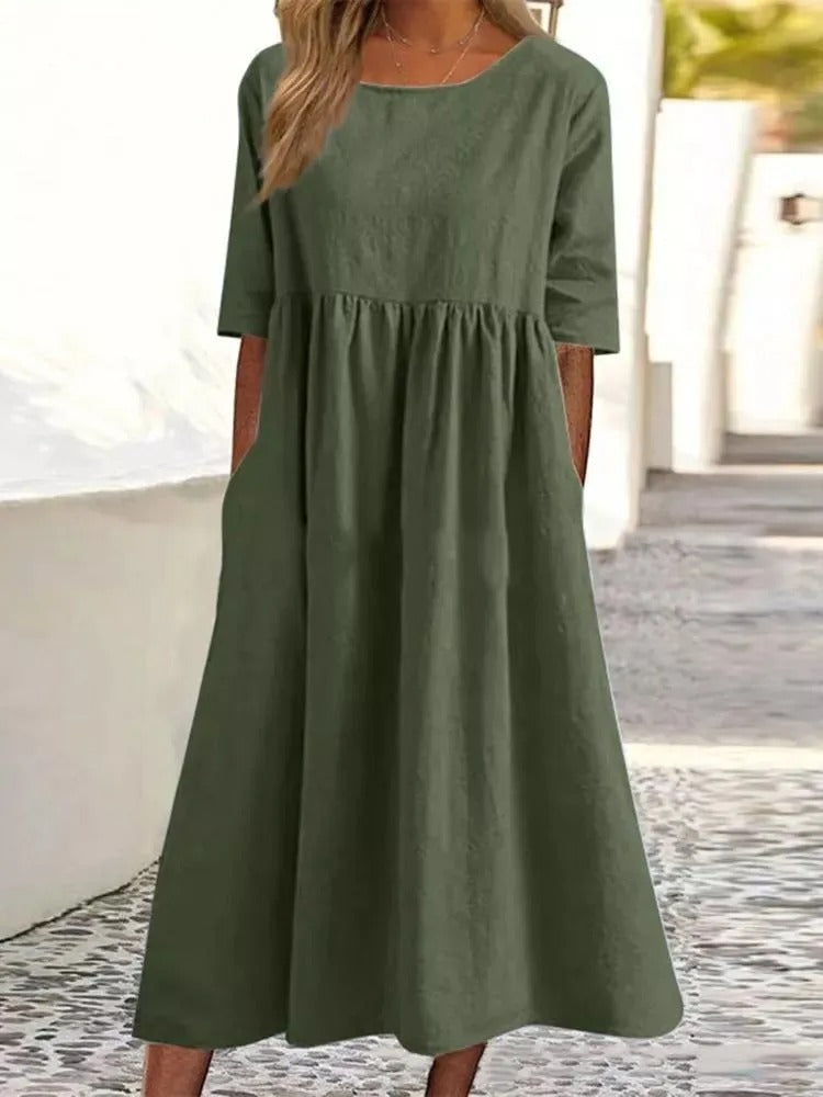 ROISIN | FLATTERING MIDI DRESS WITH ELEGANT DRAPE AND REFINED SILHOUETTE