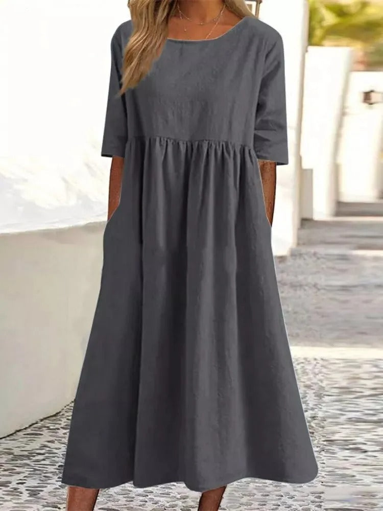 ROISIN | FLATTERING MIDI DRESS WITH ELEGANT DRAPE AND REFINED SILHOUETTE