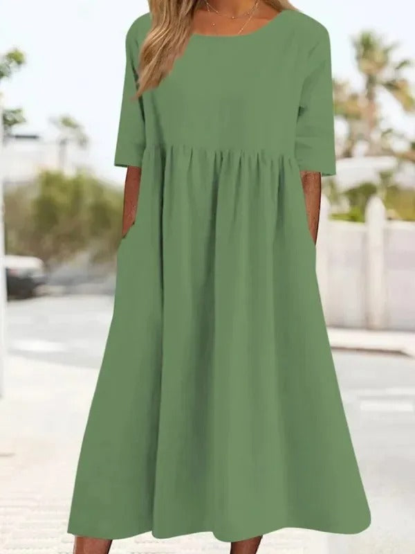 ROISIN | FLATTERING MIDI DRESS WITH ELEGANT DRAPE AND REFINED SILHOUETTE