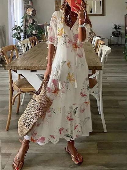 CELESTE | FLOWING BOHO A-LINE DRESS WITH ELEGANT FLATTERING SILHOUETTE