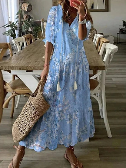 CELESTE | FLOWING BOHO A-LINE DRESS WITH ELEGANT FLATTERING SILHOUETTE