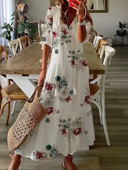 CELESTE | FLOWING BOHO A-LINE DRESS WITH ELEGANT FLATTERING SILHOUETTE